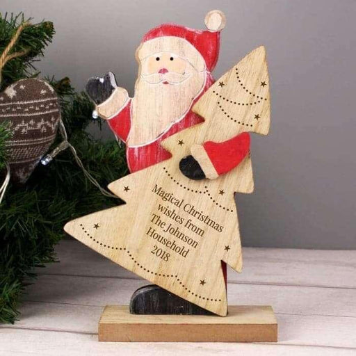 Personalised Tinsel Santa And Tree Christmas Decoration - Myhappymoments.co.uk