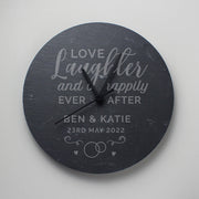 Personalised Love Laughter Slate Clock - Wedding Gift
