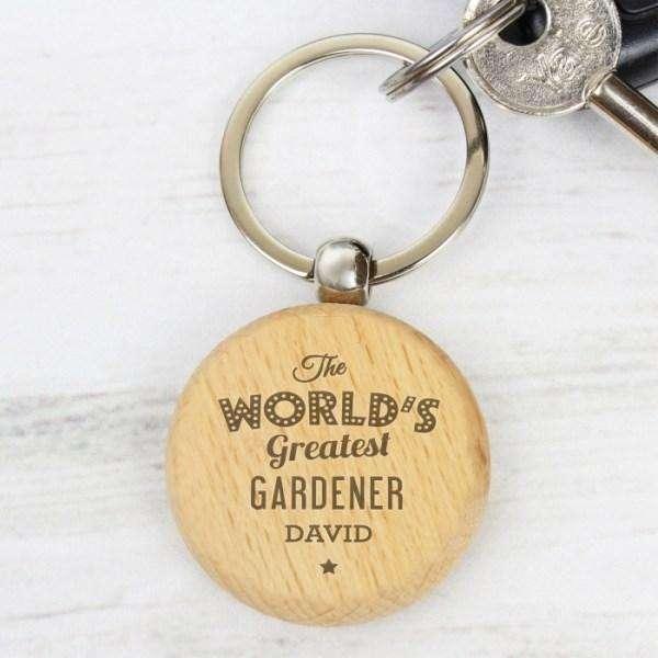 Personalised 'The World's Greatest' Wooden Keyring - Myhappymoments.co.uk