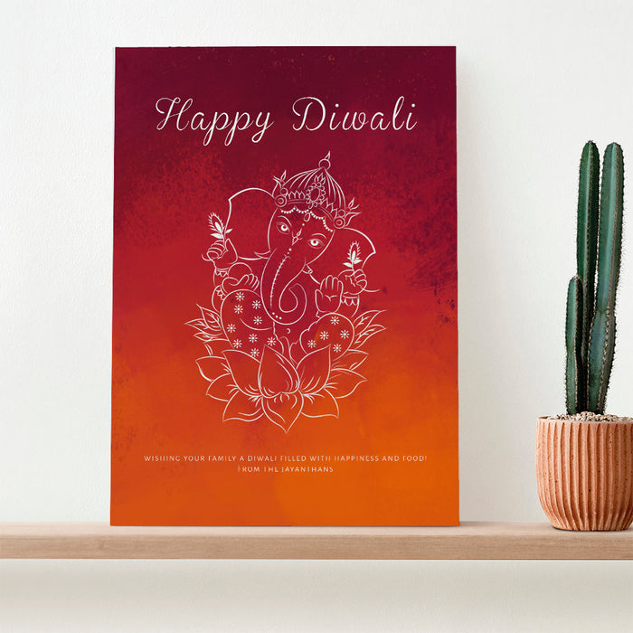 Personalised Diwali Colourful Ganesh Framed Print