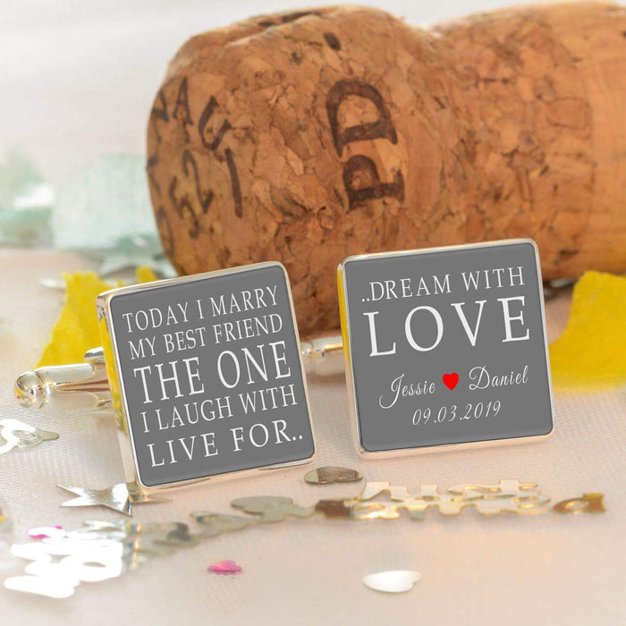 Personalised Today I Marry My Best Friend Wedding Cufflinks - Myhappymoments.co.uk