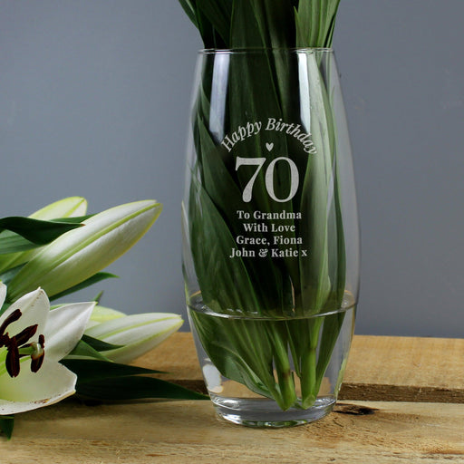 Personalised Happy 70th Birthday Bullet Vase