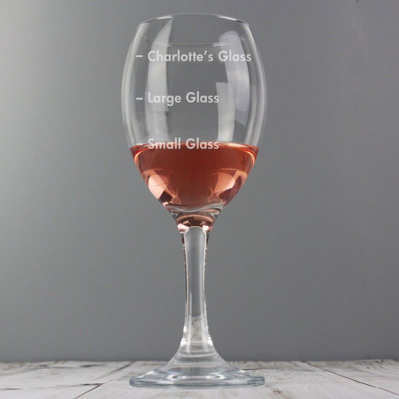 Engraved Measures Wine Glass