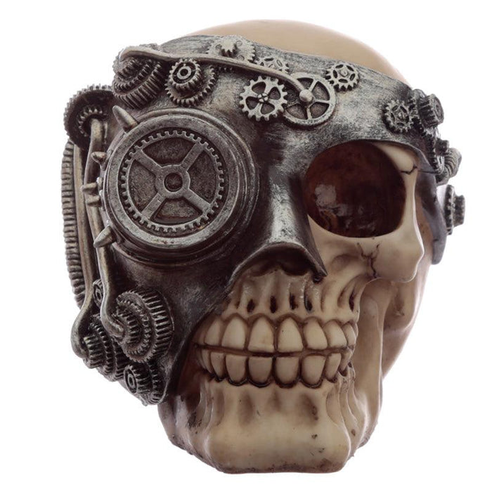 Steampunk Skull Ornament - Silver