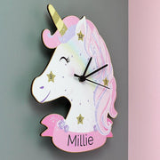 Personalised Unicorn Shape Wooden Clock