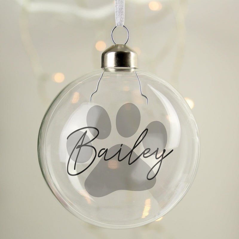 Personalised Pet Paw Glass Bauble
