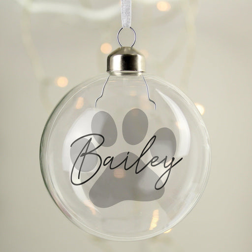Personalised Pet Paw Glass Bauble