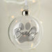 Personalised Pet Paw Glass Bauble