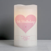 Personalised Stitch & Dot Baby Girl Nightlight LED Candle