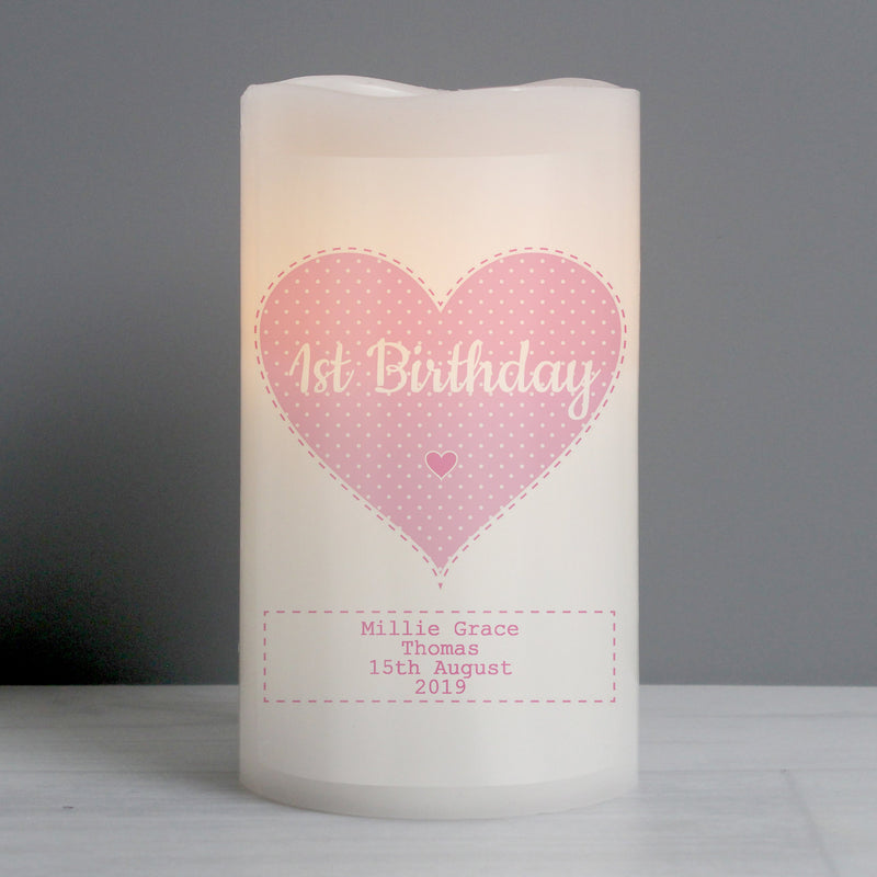 Personalised Stitch & Dot Baby Girl Nightlight LED Candle
