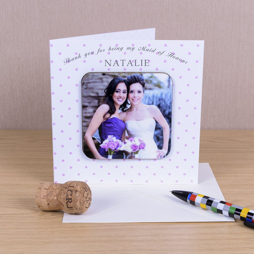 Thank You For Being My ( Bridesmaid Maid Of Honour Flower Girl ) Photo Coaster Card - Myhappymoments.co.uk