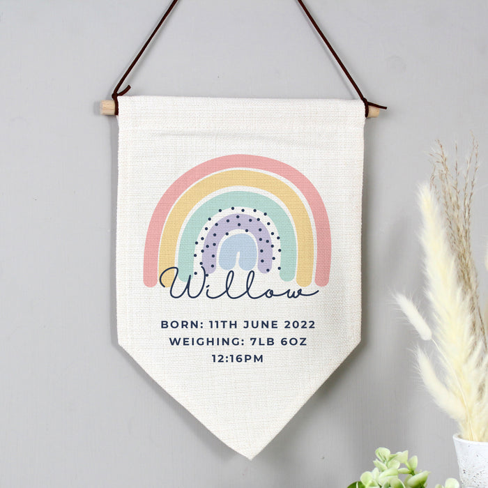 Personalised Rainbow Hanging Banner Sign - Nursery