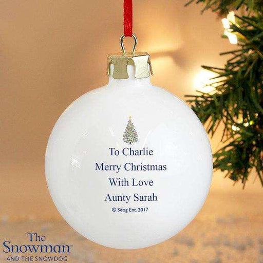 Personalised The Snowman and the Snowdog Flying Bauble - Myhappymoments.co.uk