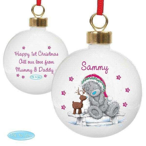 Personalised Me To You Reindeer Bauble - Myhappymoments.co.uk