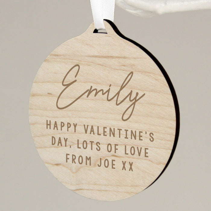 Personalised Free Text Round Wooden Christmas Decoration
