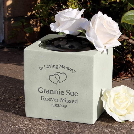 Personalised Floating Hearts Memorial Graveside Vase  - Myhappymoments.co.uk