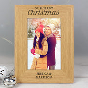 Personalised Our First Christmas Oak Finish Photo Frame - 6x4