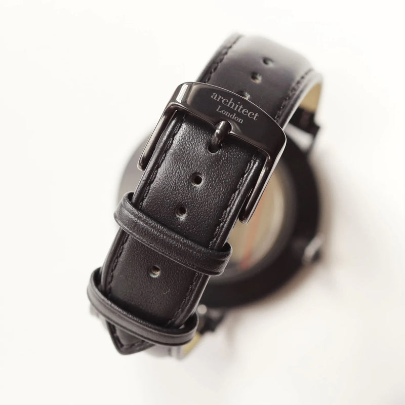 Handwriting Engraving Men's Minimalist Watch With Jet Black Strap