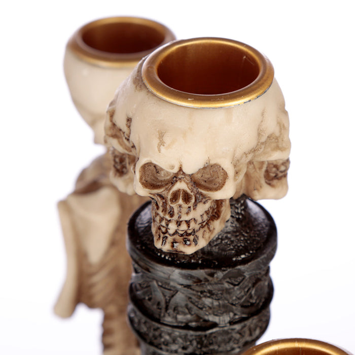 Triple Skull and Spine Candlestick - Myhappymoments.co.uk