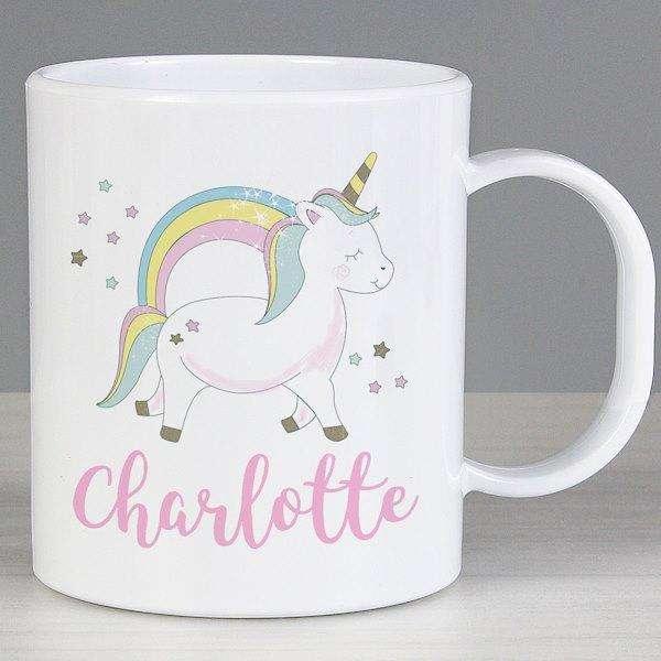 Personalised Baby Unicorn Plastic Mug - Myhappymoments.co.uk