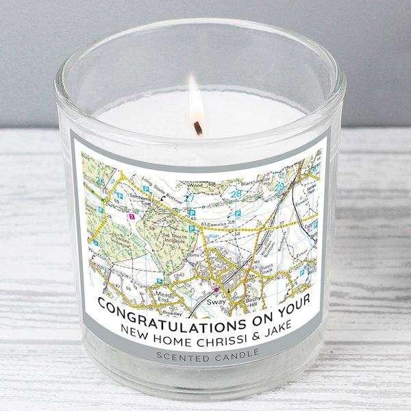Personalised Present Day Map Compass Scented Jar Candle - Myhappymoments.co.uk