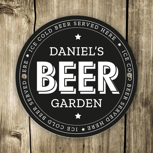 Personalised Beer Garden Black Plaque Sign