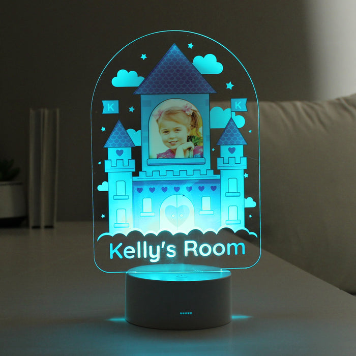 Personalised Pink Castle Photo Upload LED Night Light