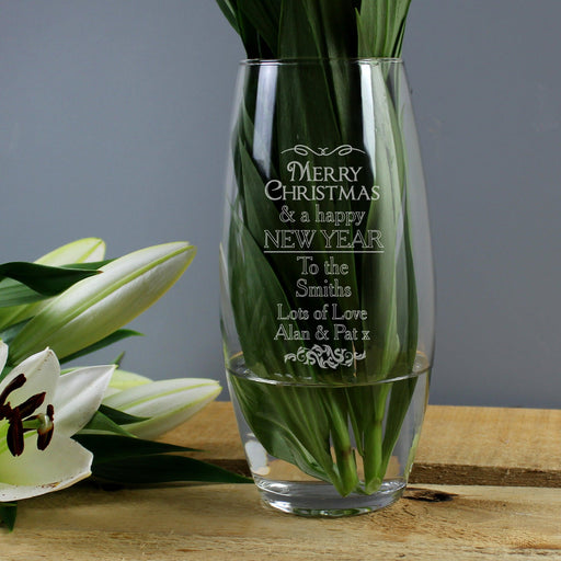 Personalised Merry Christmas Vase - Myhappymoments.co.uk