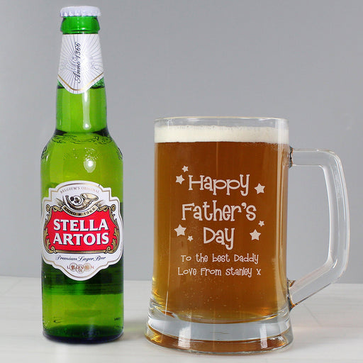 Personalised Happy Father's Day Tankard Glass & Beer Set