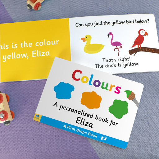 First Steps Colours Personalised Board Book - Myhappymoments.co.uk