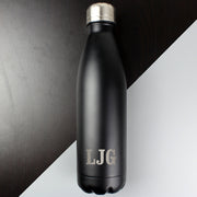 Personalised Black Stainless Steel Insulated Drinks Bottle - Initials