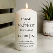 Personalised Wedding Pillar Candle