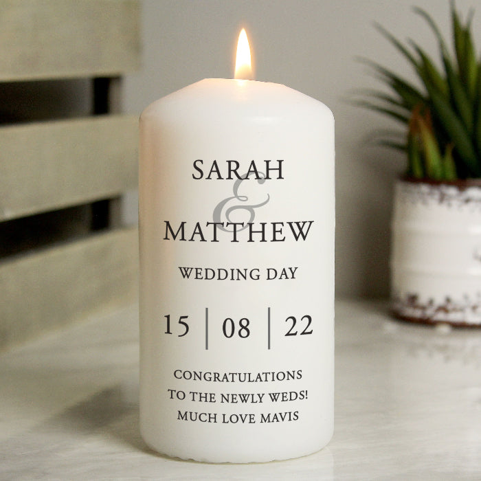 Personalised Wedding Pillar Candle