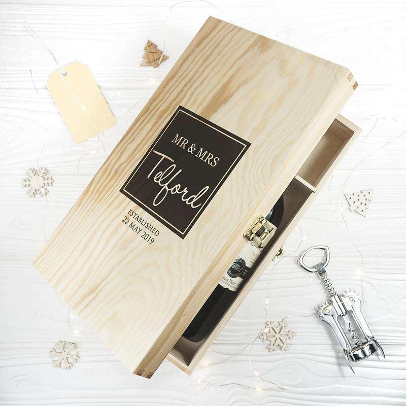 Personalised Mr And Mrs Two Bottle Wine Box - Myhappymoments.co.uk