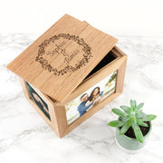 Personalised Floral Photo Cube Keepsake Box | Wedding Anniversary Gift