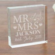 Personalised Mr & Mrs Large Crystal Token - Myhappymoments.co.uk