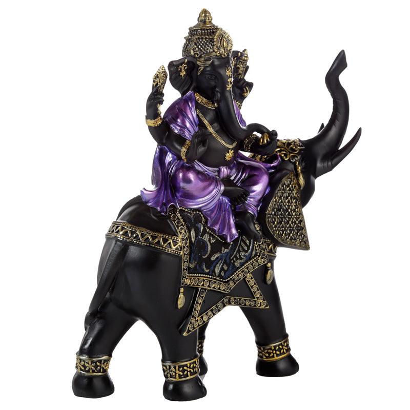 Purple, Gold and Black Ganesh Riding Elephant