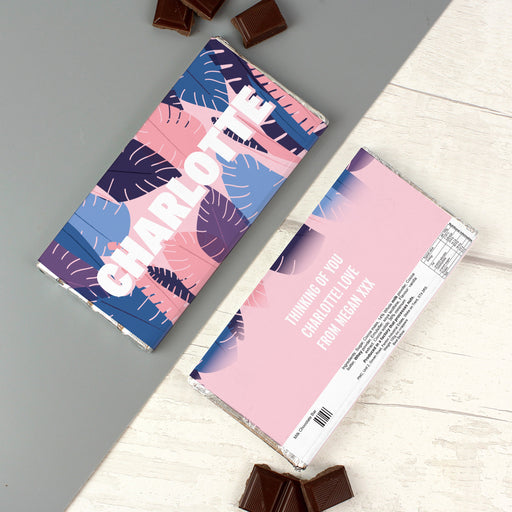 Personalised Palm Leaves Milk Chocolate Bar