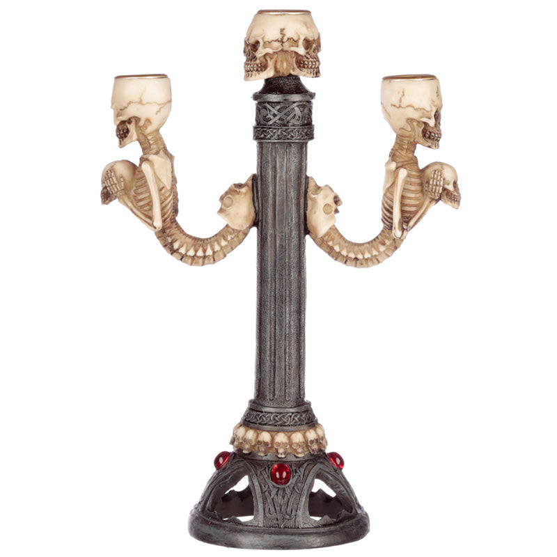 Triple Skull and Spine Candlestick - Myhappymoments.co.uk