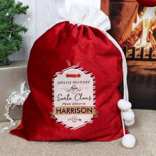 Personalised Special Delivery Pom Pom Luxury Christmas Sack - Myhappymoments.co.uk