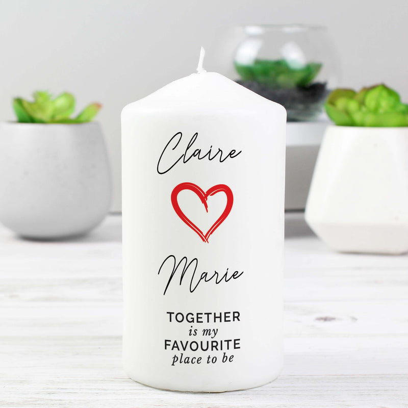 Personalised Together Is My Favorite Place Pillar Candle