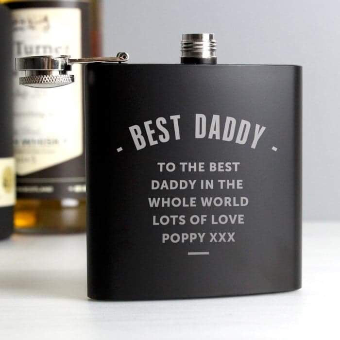 Personalised Any Message Black Hip Flask - Myhappymoments.co.uk