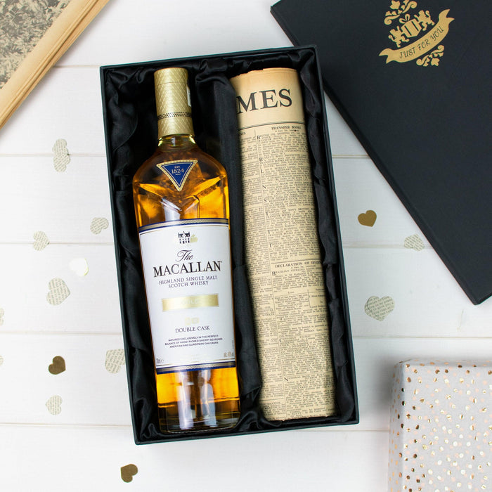 Macallan Double Cask Gold Whisky and Original Newspaper Gift Set