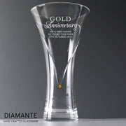 Engraved 50th Anniversary Large Hand Cut Diamante Heart Vase