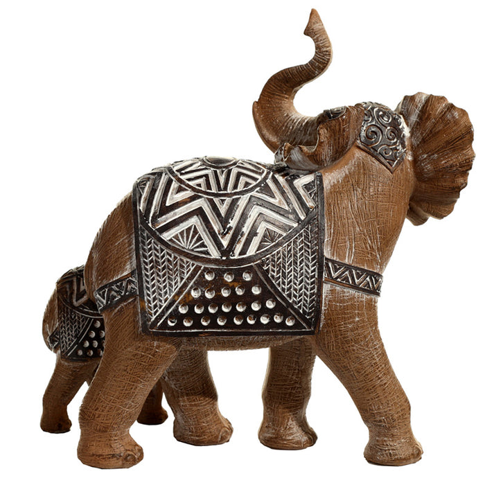 Elephant Wood Effect Figurines Feng Shui Symbol