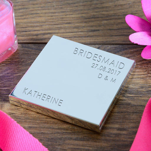 Personalised Bridesmaid Square Compact Mirror - Myhappymoments.co.uk