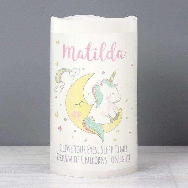Personalised Baby Unicorn Nightlight LED Candle - Myhappymoments.co.uk
