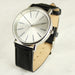 Personalised Silver with Black Leather Strap Mens Watch