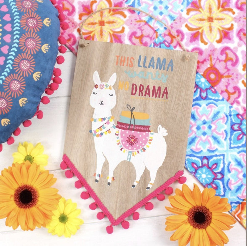 Wooden Llama Sign