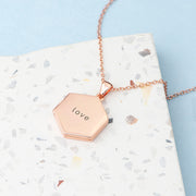 Personalised Hexagonal Photo Locket Necklace - Rose Gold Plated